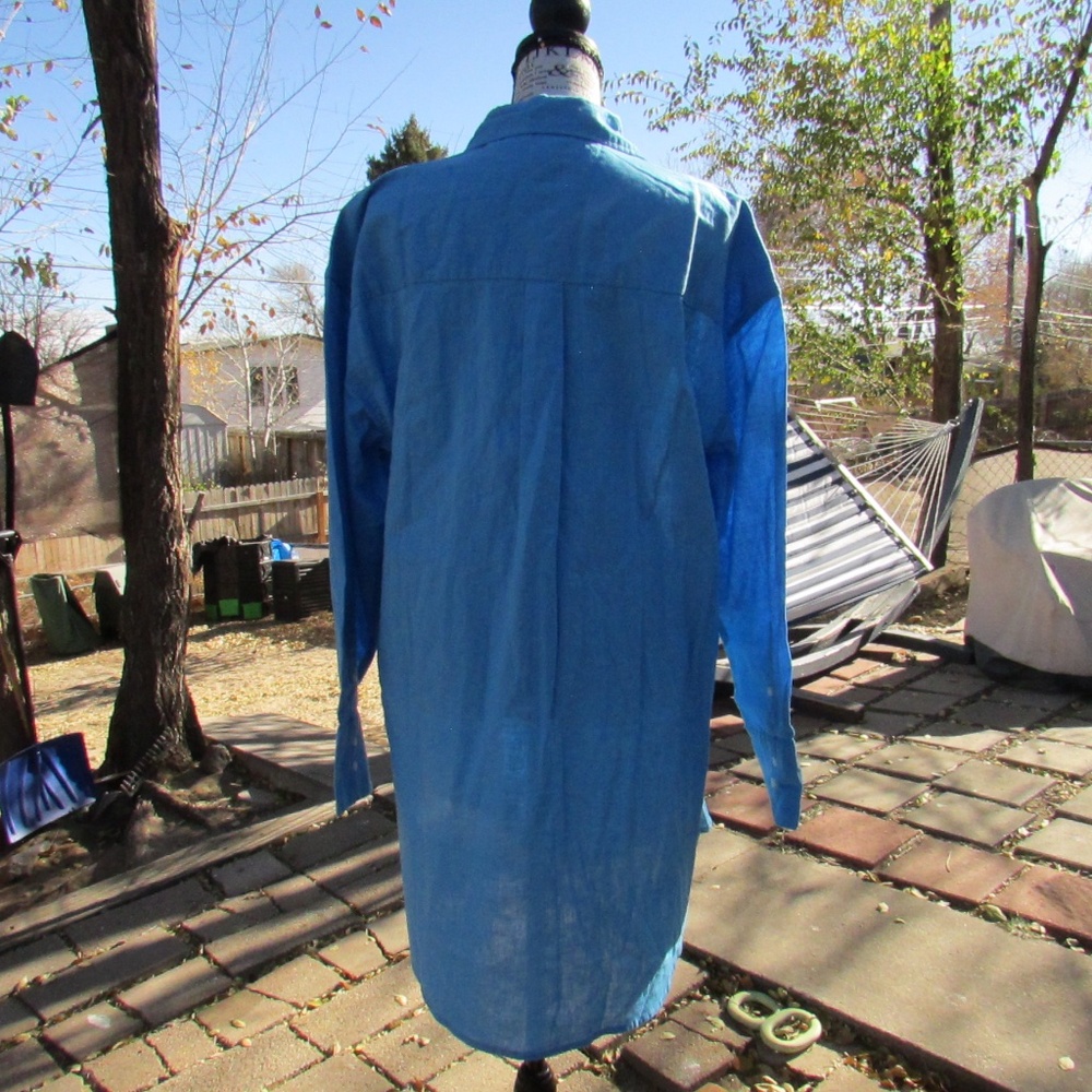 H&M Blue Button Down Oversized Linen Shirt - image 5